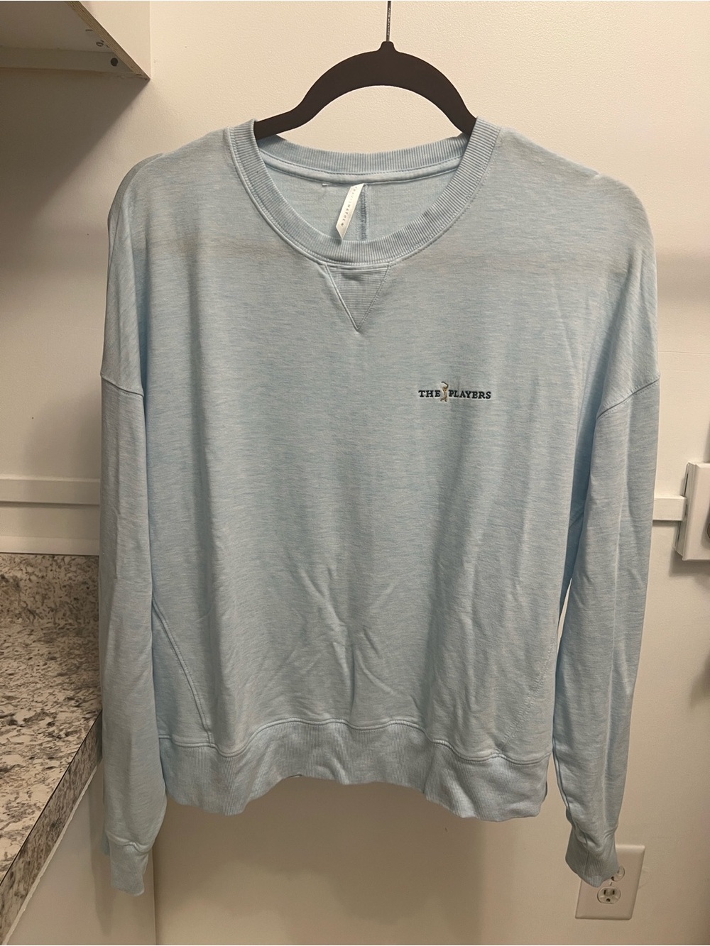 Travis Mathew Light Blue Crewneck Sweatshirt - The Players Logo